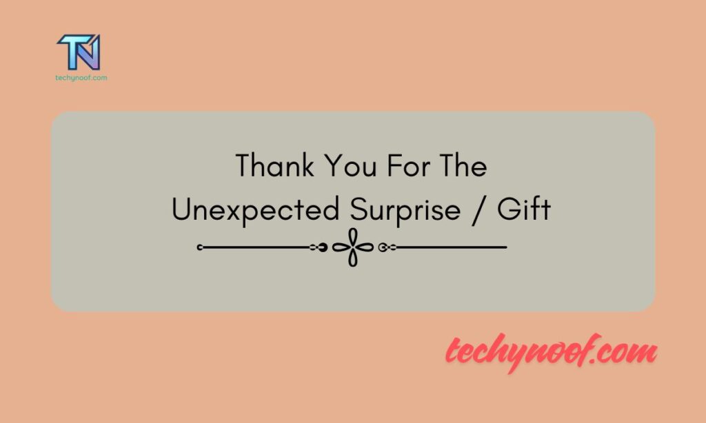 Thank You For The Unexpected Surprise / Gift